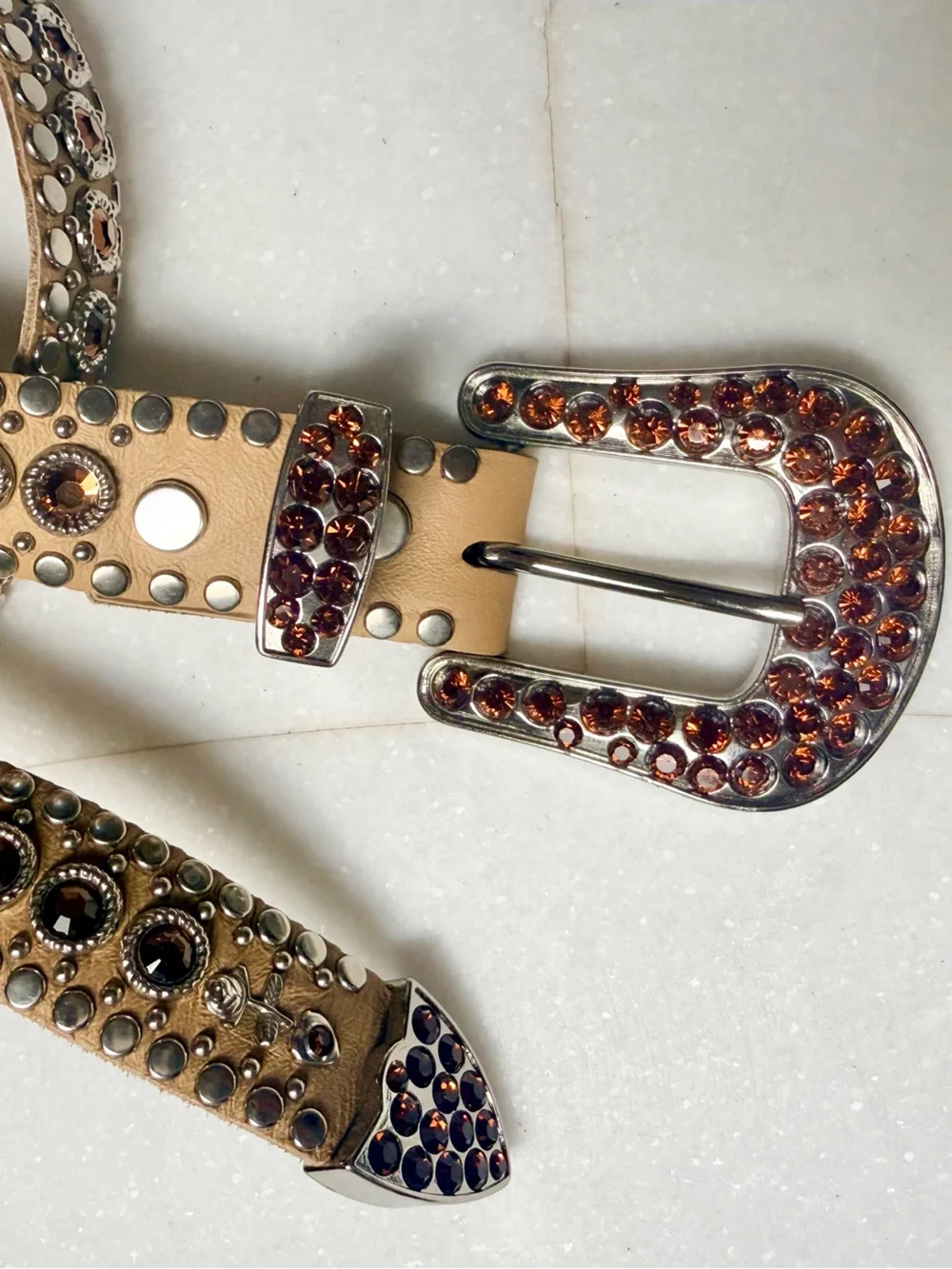 Authentic Kippy's Swarovski Crystal Embellished Leather Western Belt